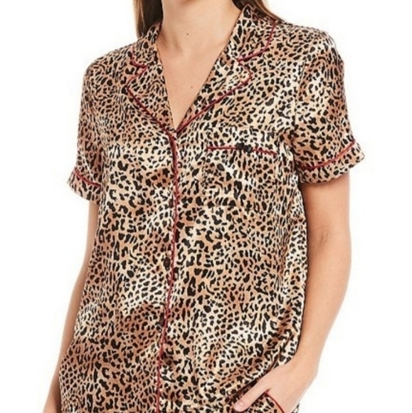 In Bloom leopard print pajama button down top M - Picture 6 of 6